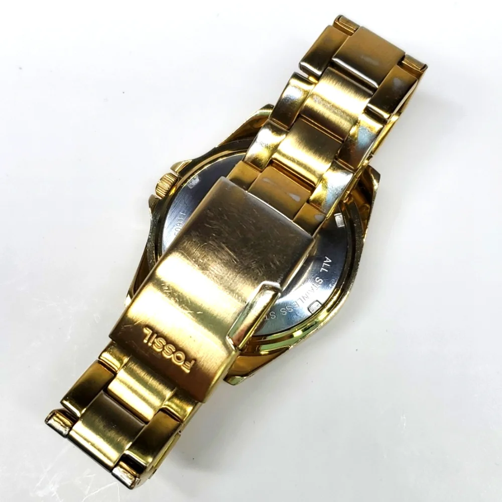 Fossil Watch ES2421 Gold Steel  Wristband Crystal Bezel White Face Multi